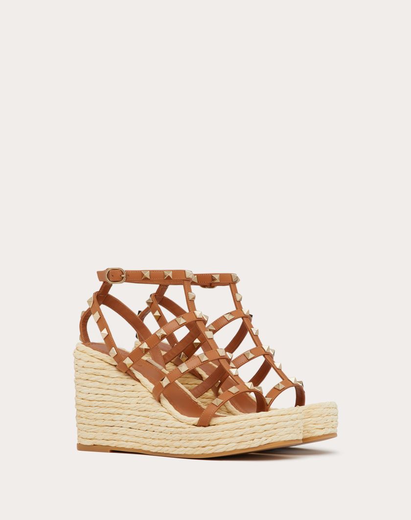 ROCKSTUD WEDGE SANDAL WITH CALFSKIN STRAPS 95MM - Image 1